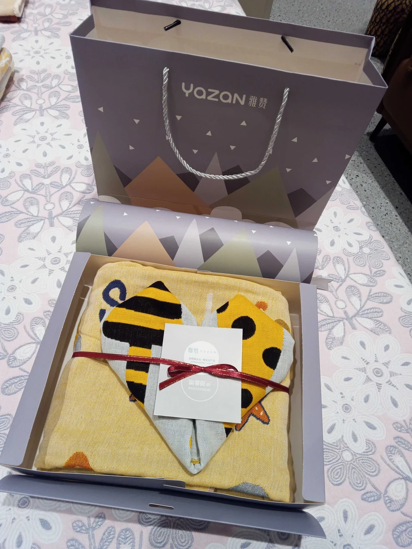 雅赞.纱布浴巾毛毯透气柔软+毛巾套盒吸水除螨抑菌盖毯