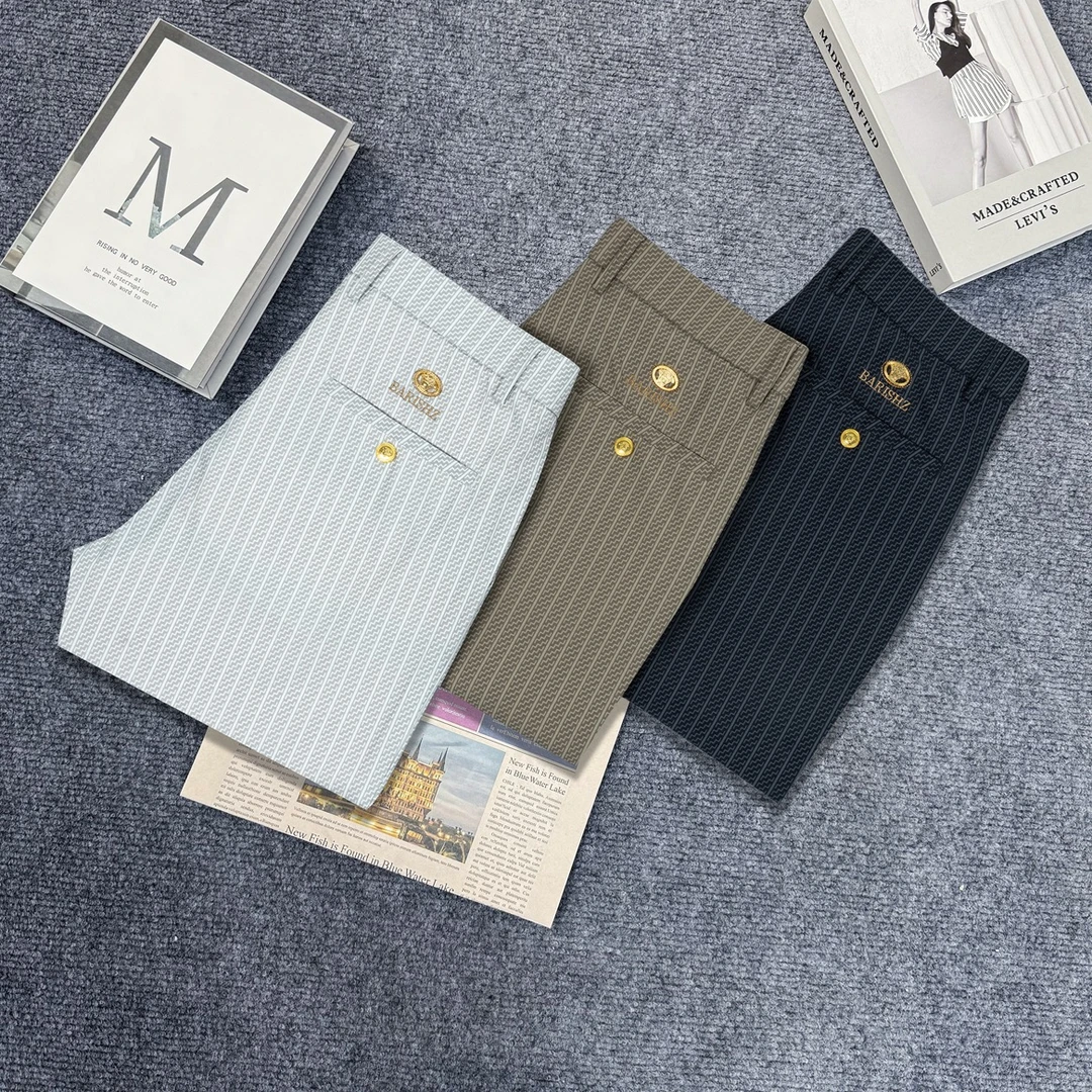 YMVeR.SACE夏季总裁 冰感透气条纹抗皱弹力直筒时尚休闲商务男裤