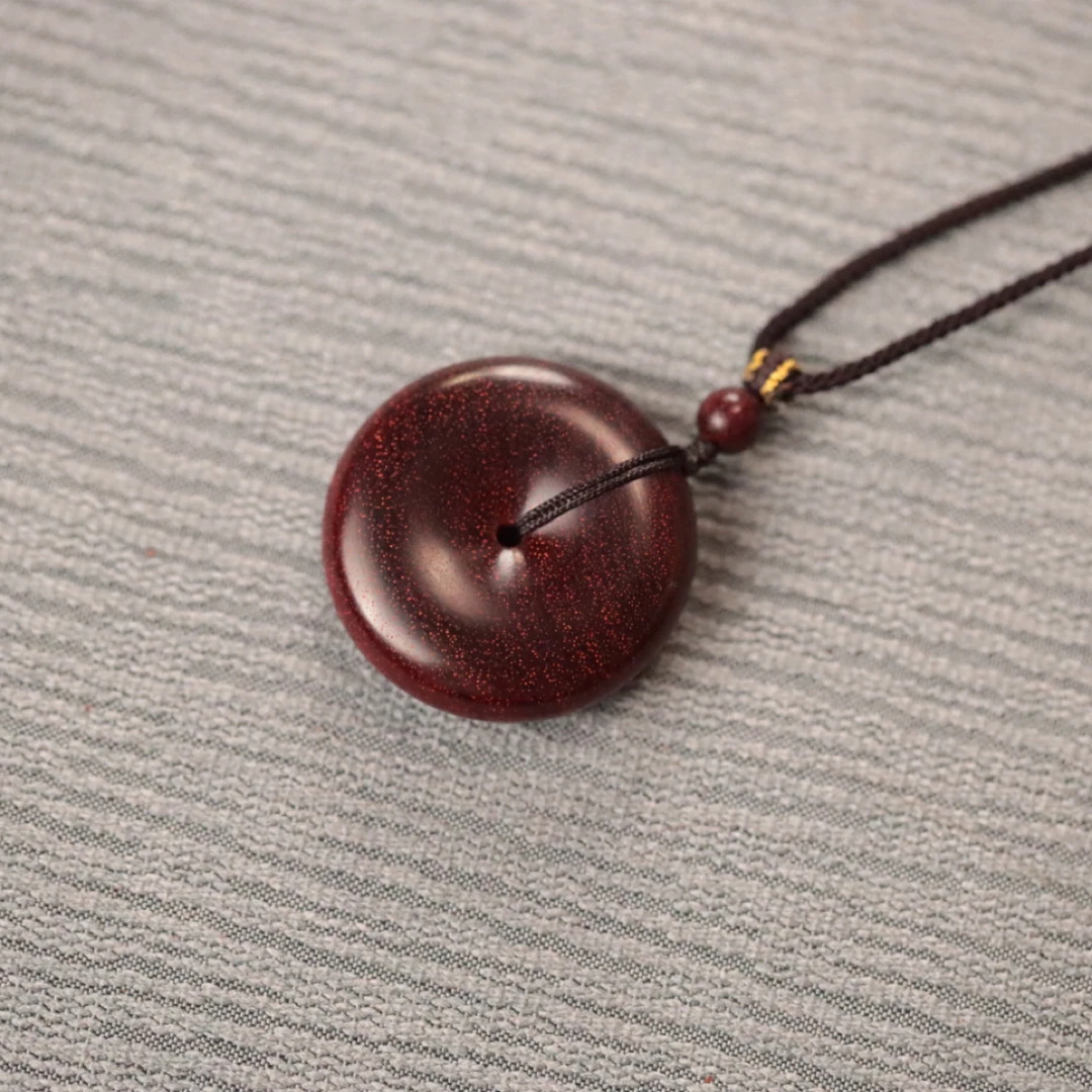 印度小叶紫檀【平安扣】吊坠-69.9尺寸：3.5x1cm