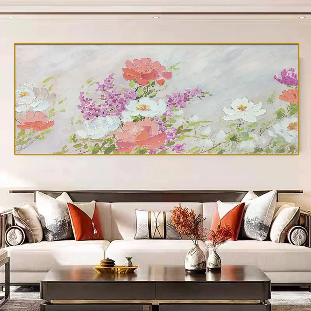 SF 191 繁花满地油画客厅手绘油画装饰画立体沙发背景墙挂画