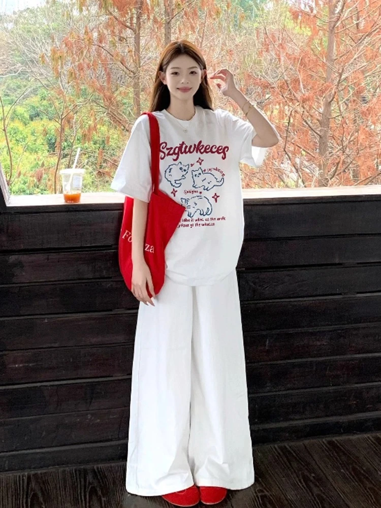 纯棉重磅短袖t恤女2025新款秋季百搭休闲小众设计感早秋长袖上衣