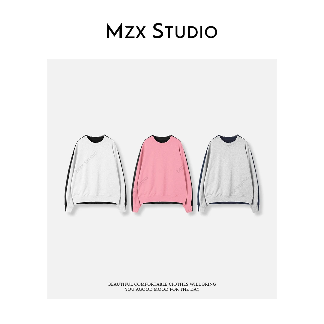 MZX秋季马拉拉高克重撞色拼接打底长袖上衣卫衣SY10208-R