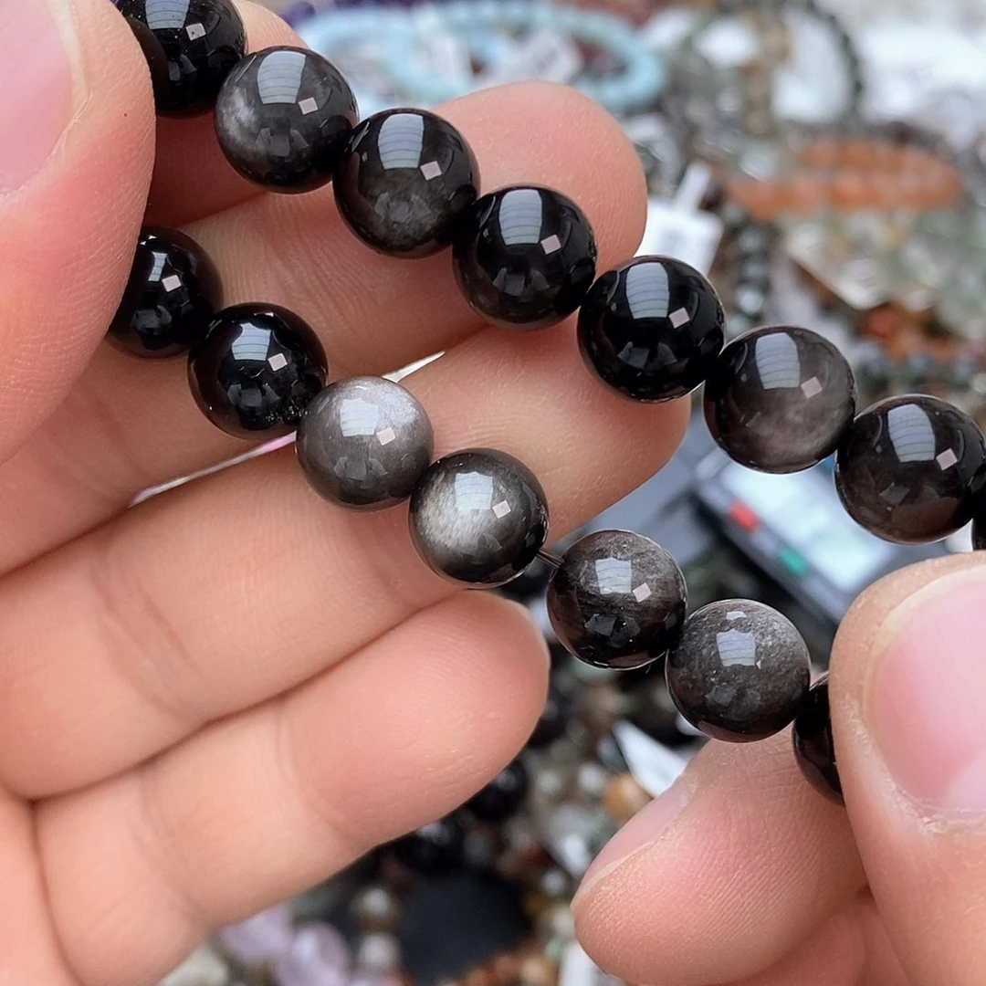 黑曜岩手链未镶嵌手链