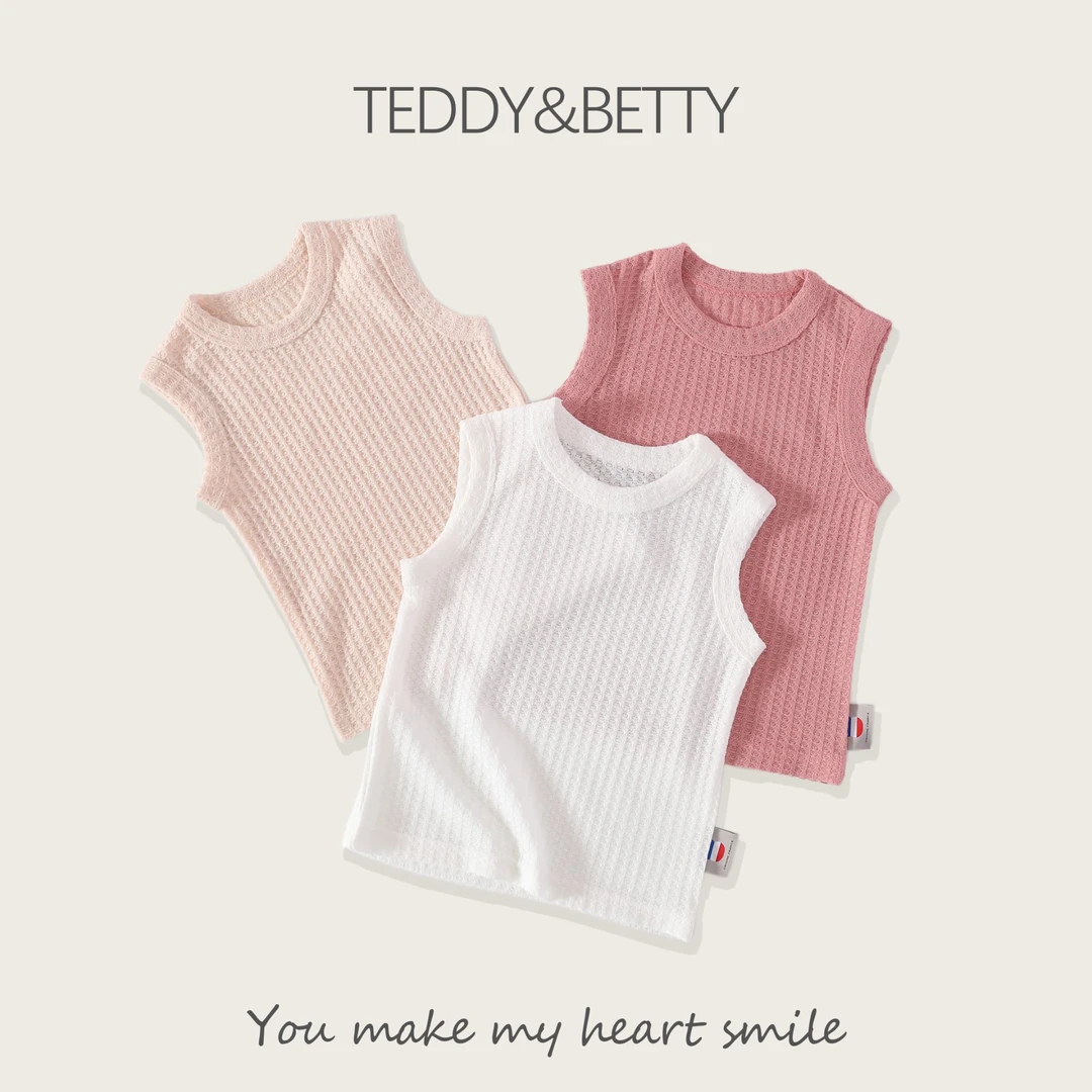 儿童薄款高弹针织背心无袖2025夏季新款透气吸汗潮男女童装