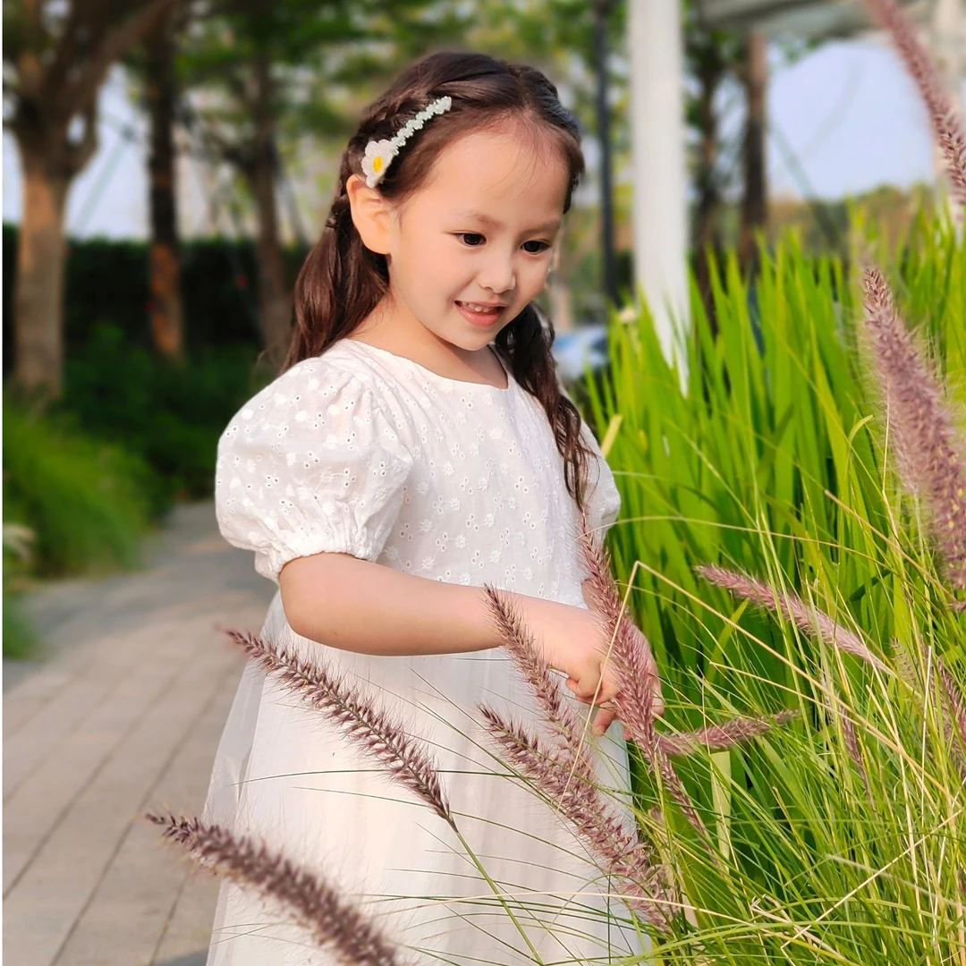 【童装】7009儿童服饰女童夏季女孩生日裙中大童小童时尚纯色泡泡袖