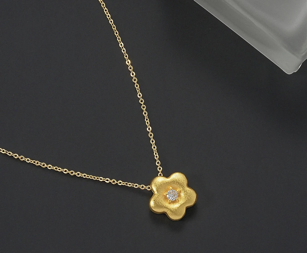 铜合金项链 爆款金色点钻小金花项链不掉色