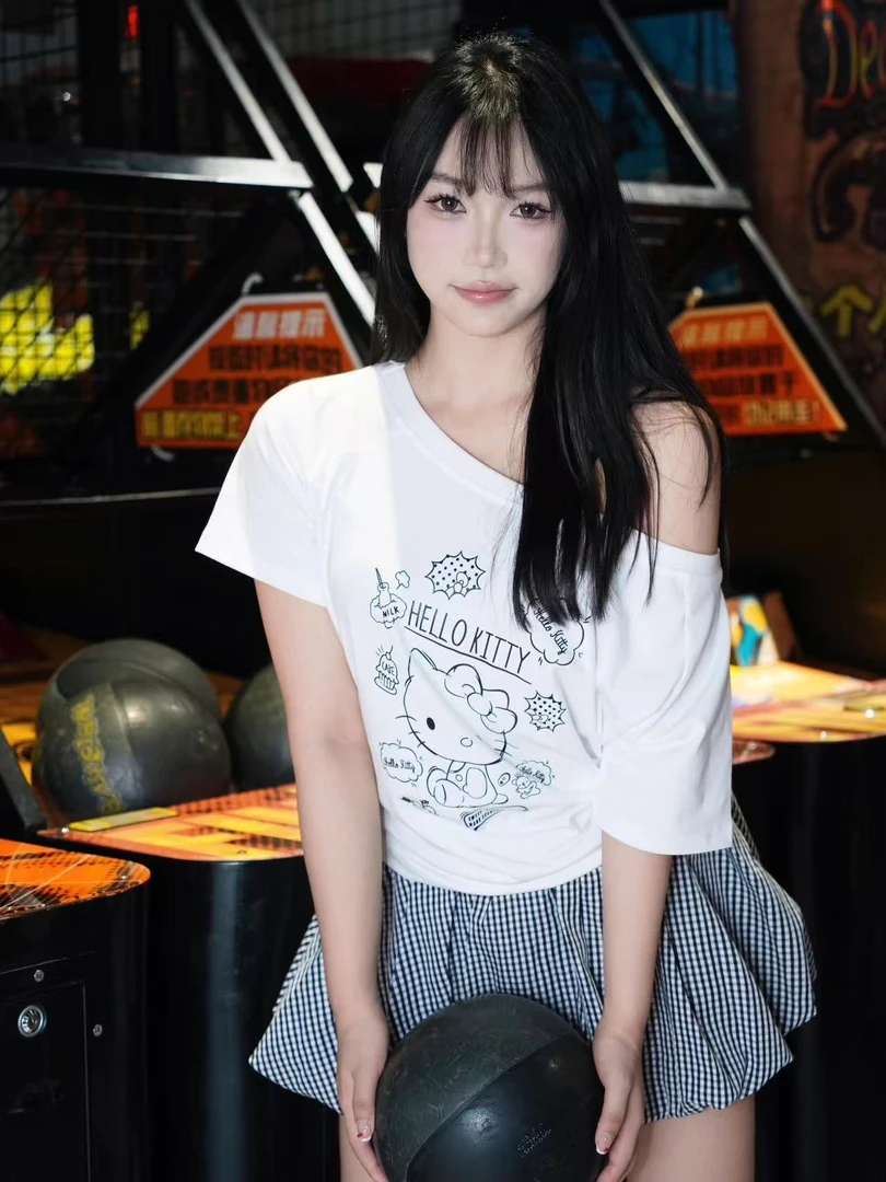 2025辣妹修身T恤斜肩