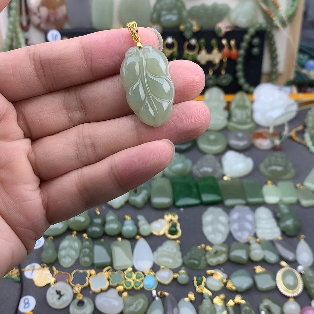 和田玉银S925镶嵌吊坠(不含链)