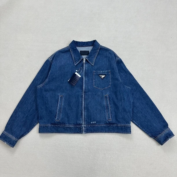 全新未使用 Prada/普拉达 三角钢标牛仔外套/XXXL码/WL0855
