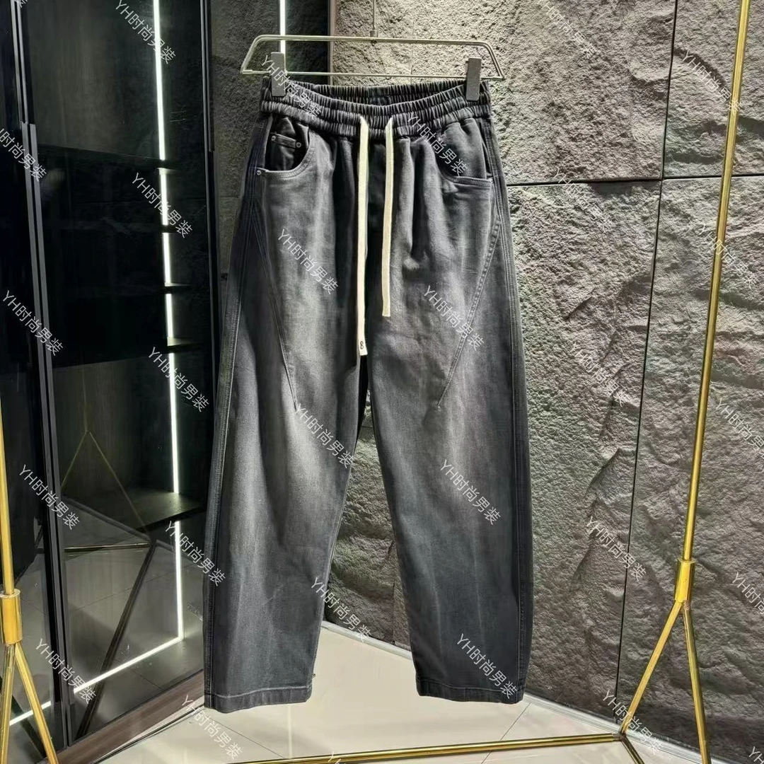 春季新款美式复古水洗做旧阔腿牛仔裤时尚潮流休闲百搭显瘦长裤