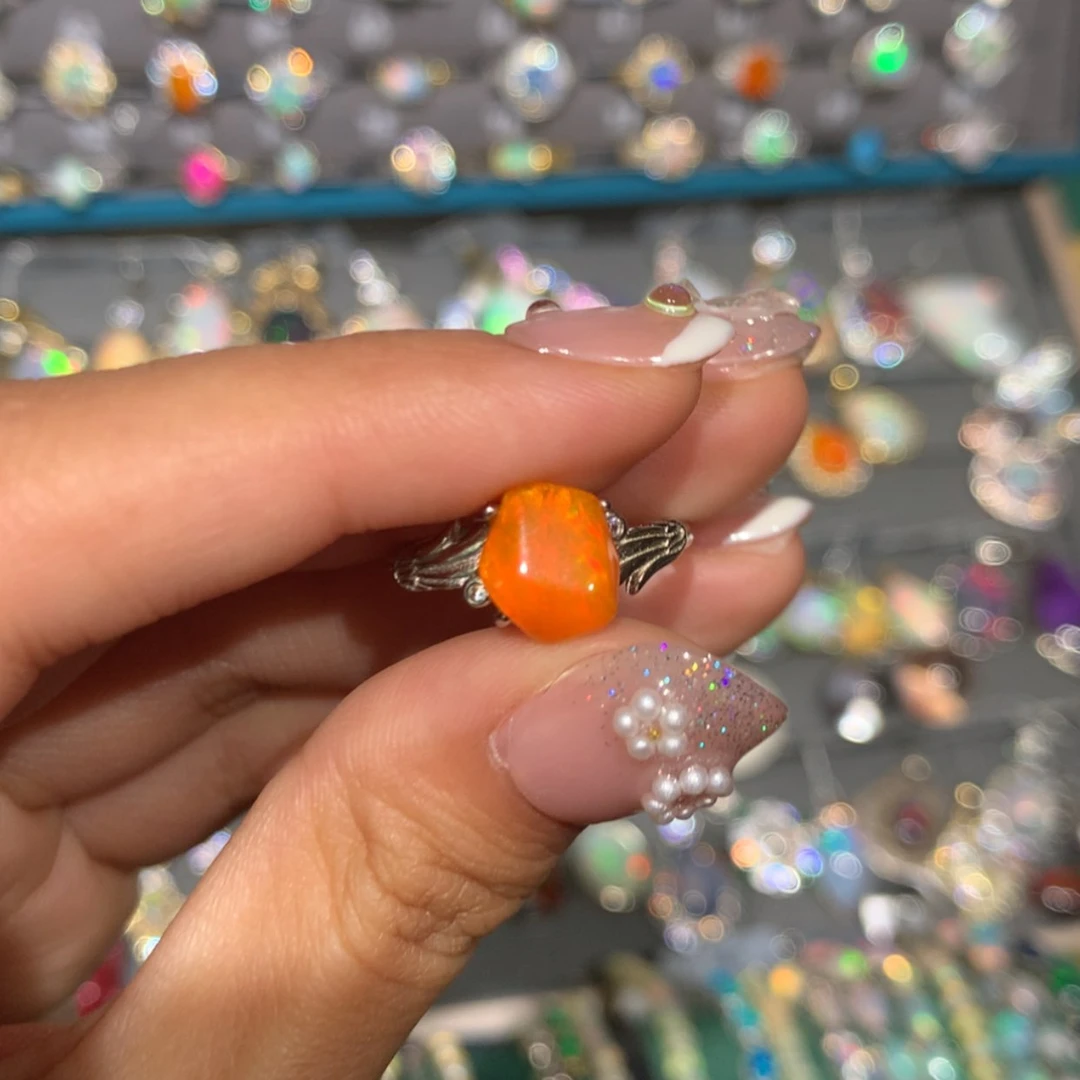 【闪购商品】欧泊银S925镶嵌戒指z欧泊