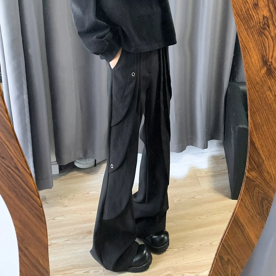 设计高级感小众手工分割解构痞帅微喇叭西裤男春季直简宽松休闲裤