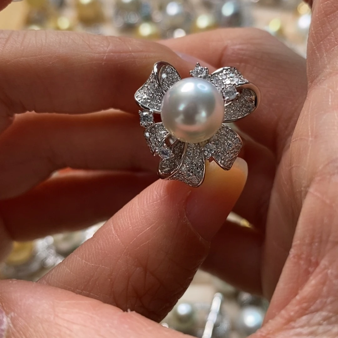 海水珍珠戒指银S925镶嵌