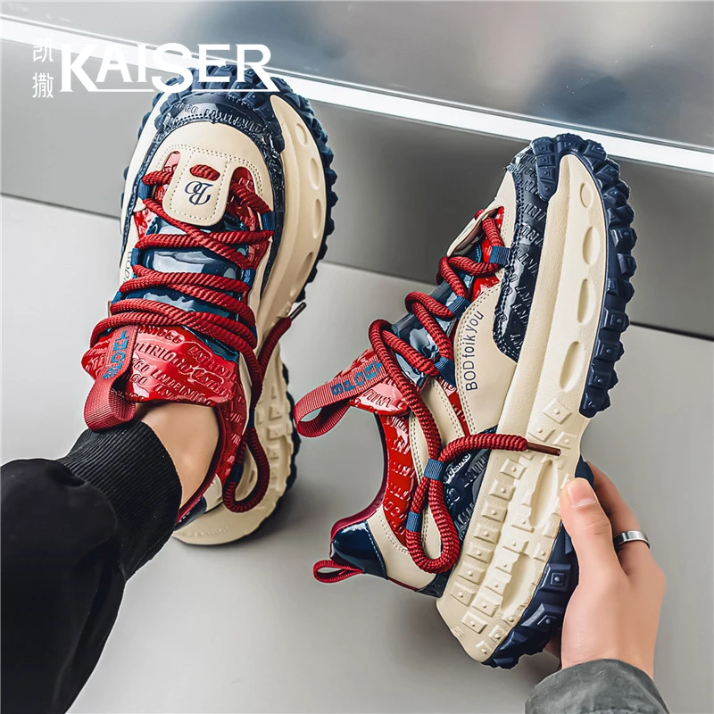 KAISER/凯撒秋季男鞋厚底增高耐磨老爹鞋男士低帮潮流百搭运动鞋