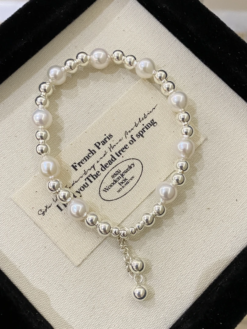 925银手链 925银串淡水珠珠手甜美链手工轻奢简约ins女生