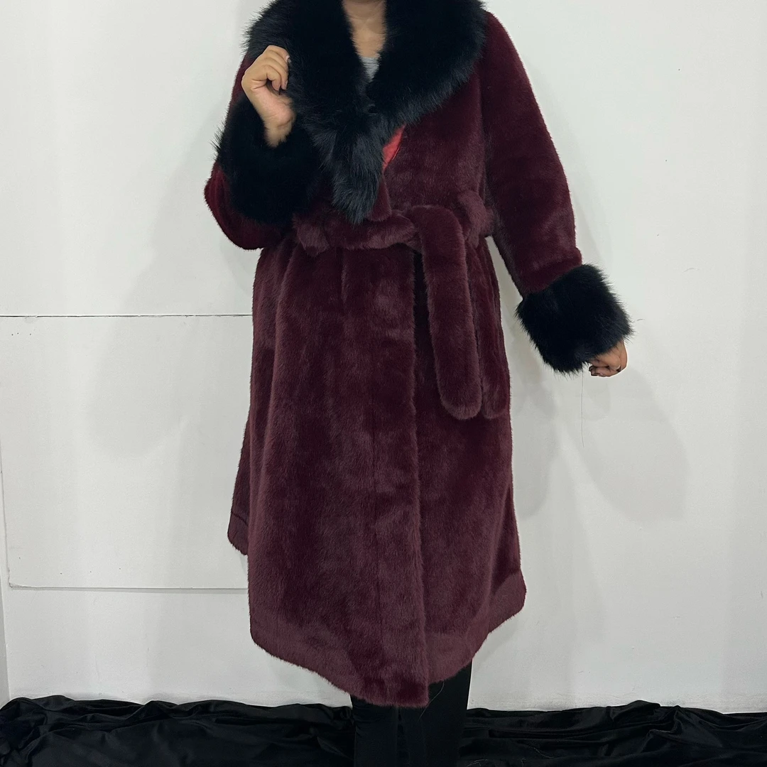 长款毛领短外套街头风欧美风大衣女宽袖女士
