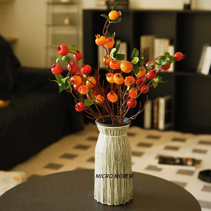 小石榴果假花仿真花餐桌花电视柜茶几玄关摆件家居装饰桌面摆设