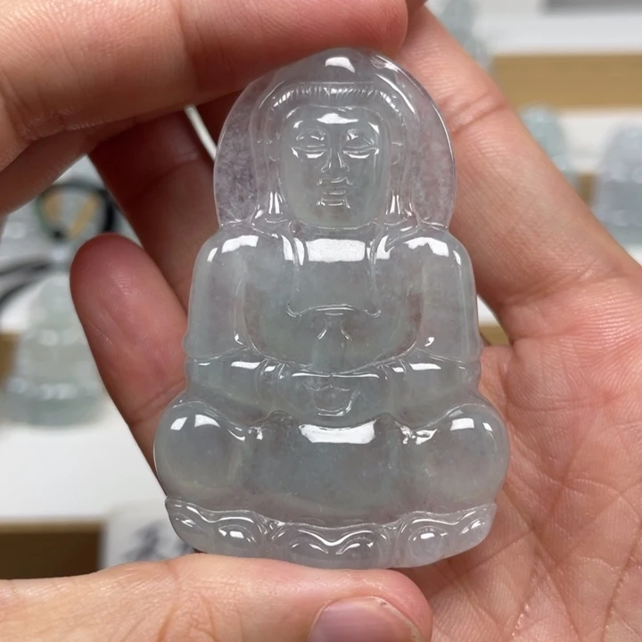 颈饰未镶嵌翡翠天然缅甸翡翠A货观音58号