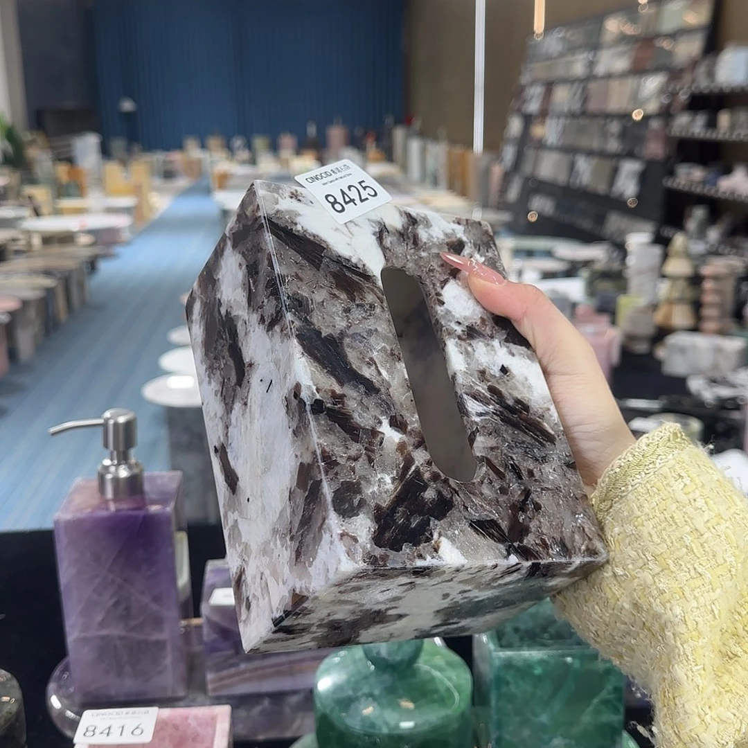 石材千山暮雪纸巾盒小8425