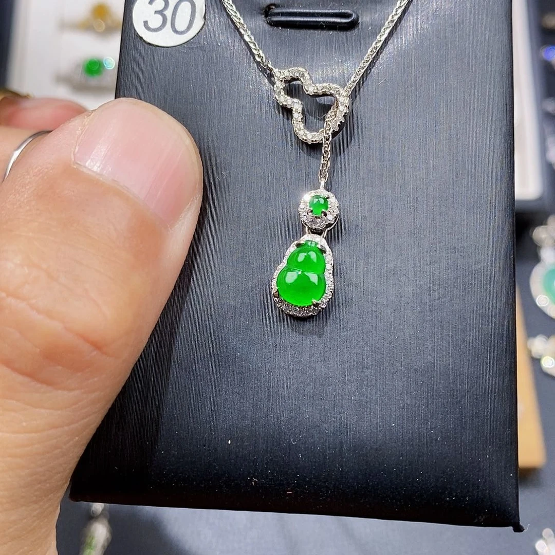 颈饰银S925镶嵌翡翠w w