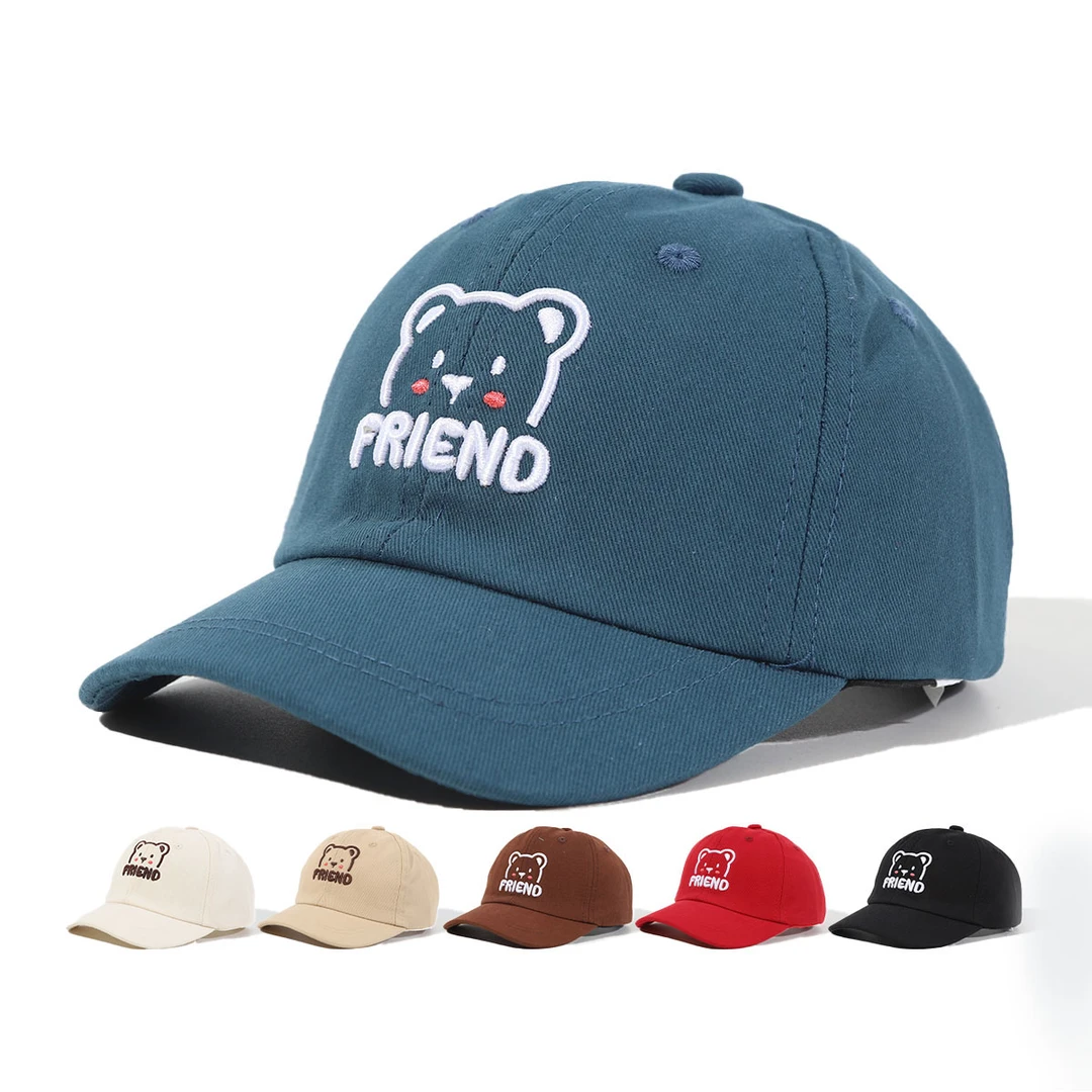 宝宝帽子春秋款卡通FRIEND小熊刺绣鸭舌帽1-3岁男女儿童棒球帽