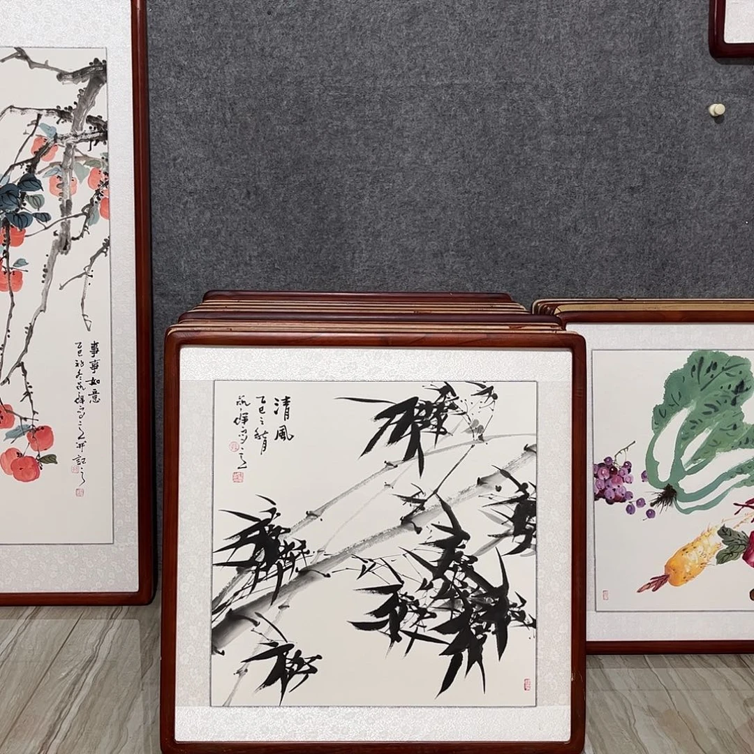 国画书画作品带框63×63