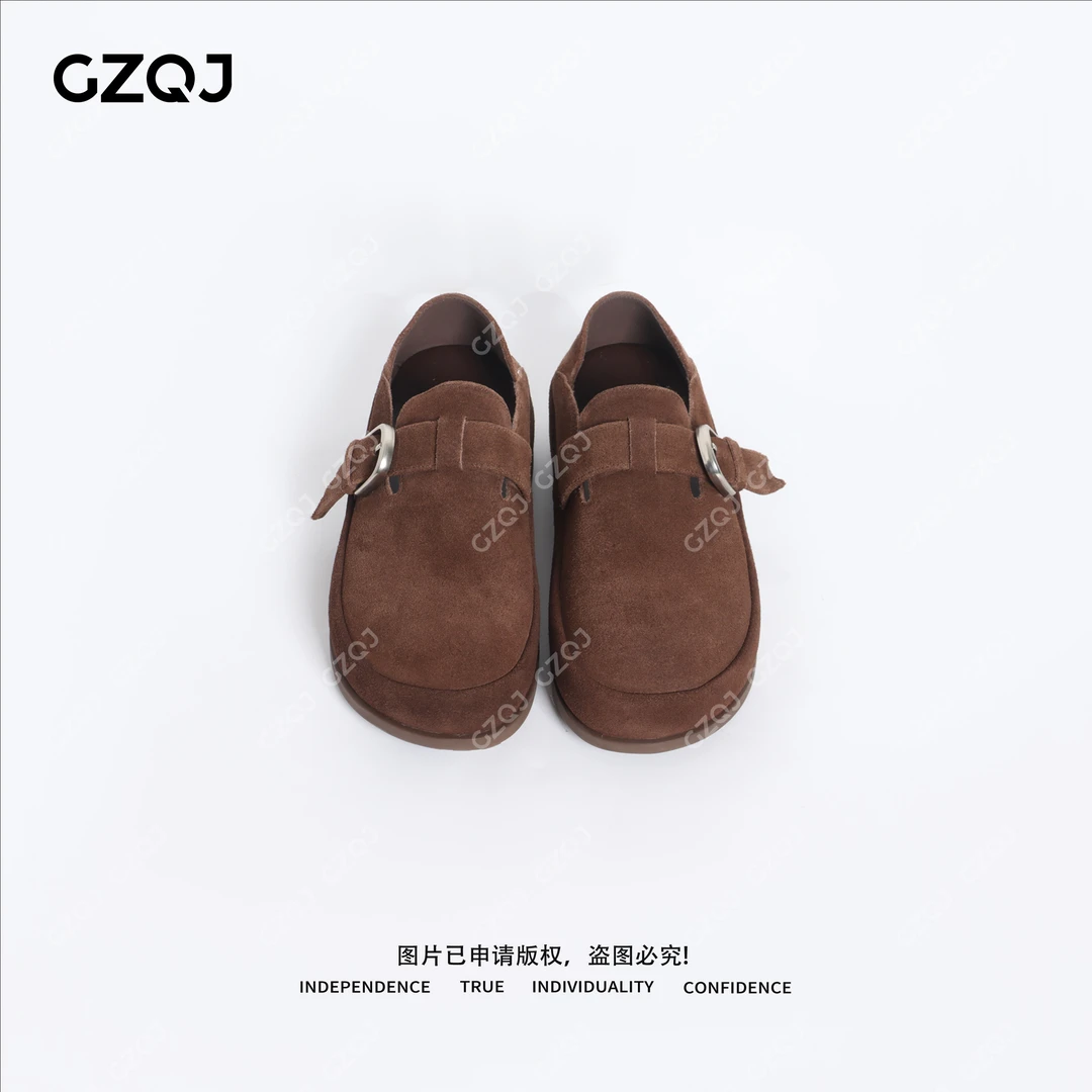 老琴私服琥珀流光风休闲芒果头磨砂一脚蹬乐福勃肯鞋子女秋冬0259