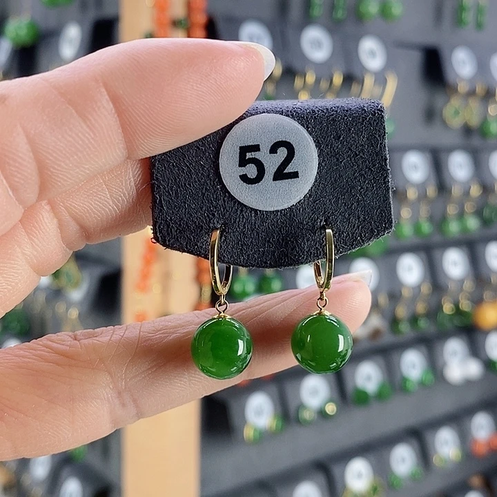 和田玉耳饰18K金镶嵌