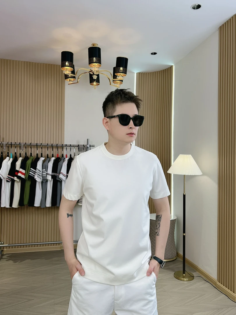 夏季新款圆领T恤双层领口舒适轻奢打底休闲时尚百搭上衣B1001白色