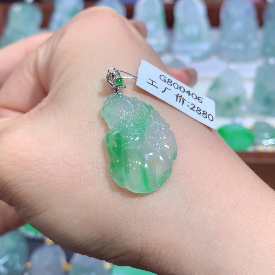 吊坠(不含链)18K金镶嵌翡翠天然缅甸A货翡翠揭阳工仙子天使