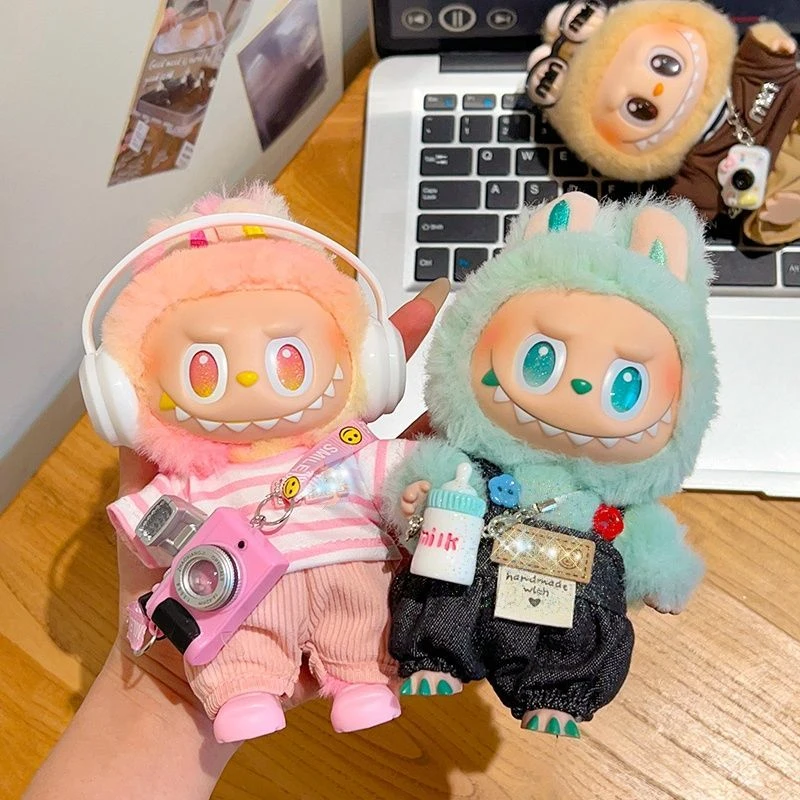 3代通用labubu娃衣儿童玩具挂件公仔拉布布爆款背带裤换装衣服