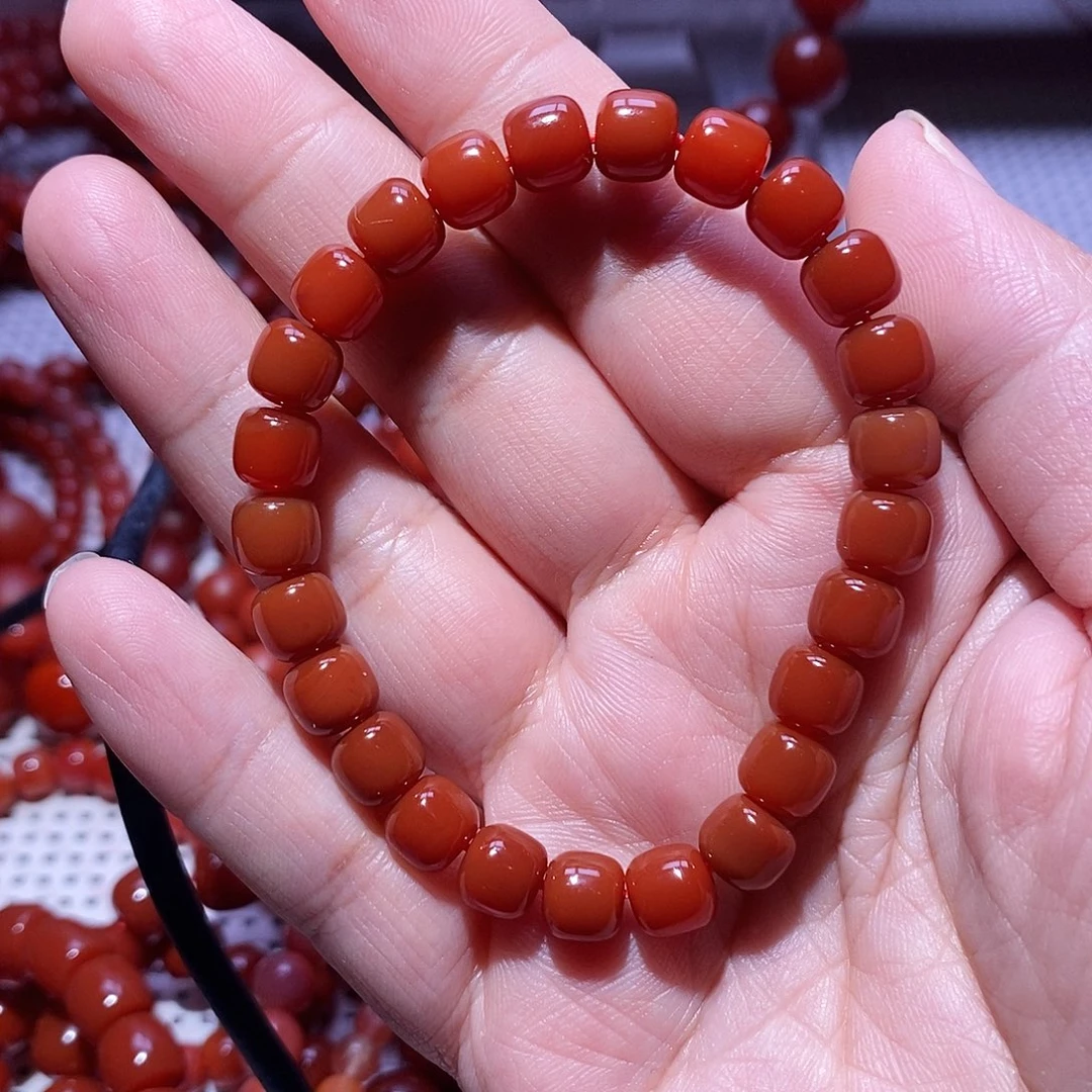 南红玛瑙未镶嵌手串卡7.5