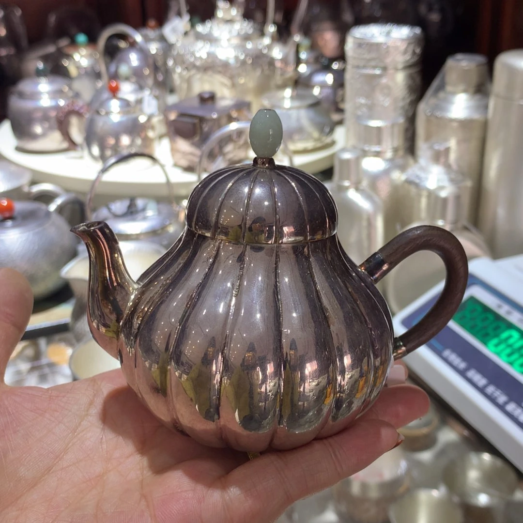 足银999筋纹泡茶壶180容量