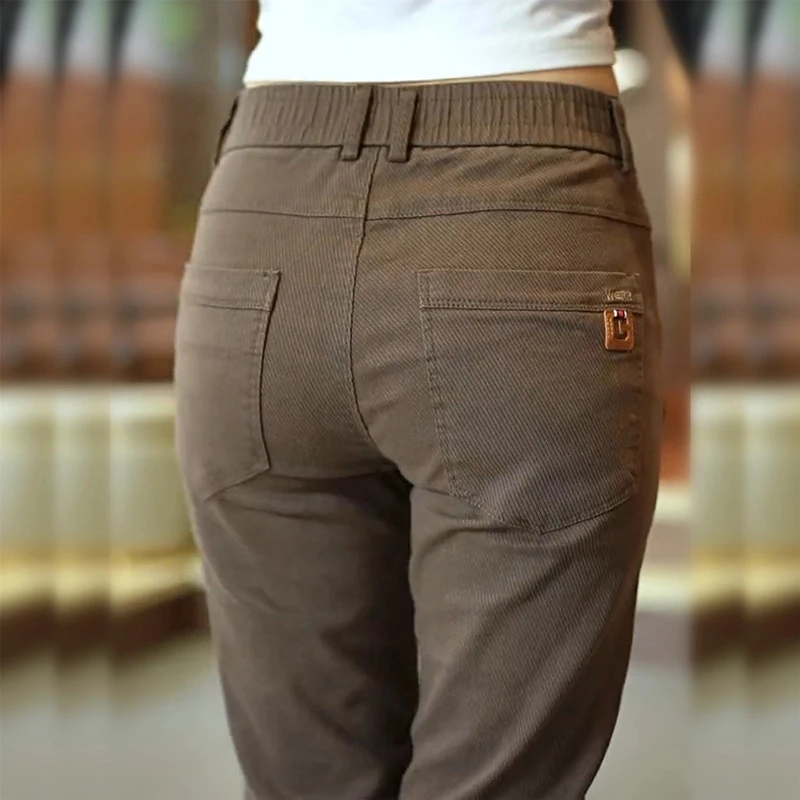 秋冬厚款男士高端商务休闲裤男弹力直筒半松紧腰裤子男款百搭长裤