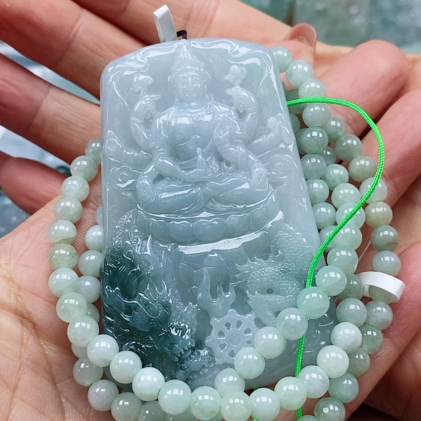 【闪购商品】翡翠颈饰未镶嵌溪***业天然翡翠A货千手观音