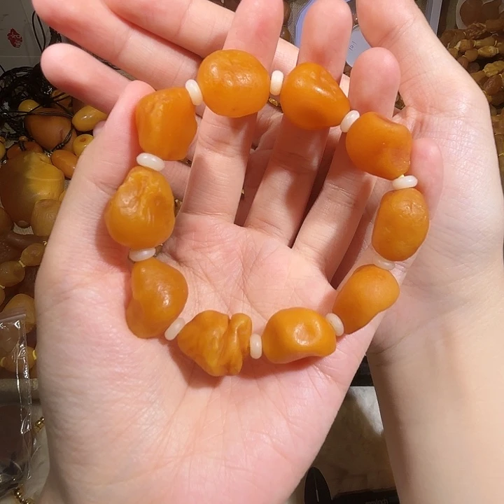 琥珀未镶嵌手链蜜蜡海漂手串