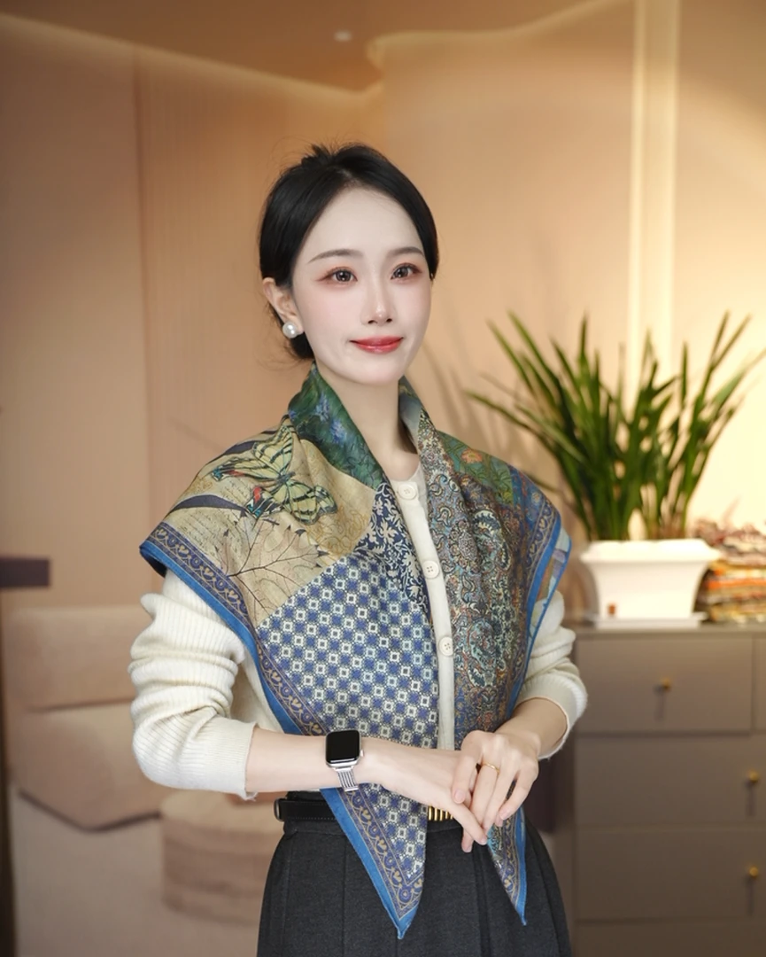 古韵-P12 时尚 棉质 双面异色 85x85 百搭 舒适 保暖 设计师款