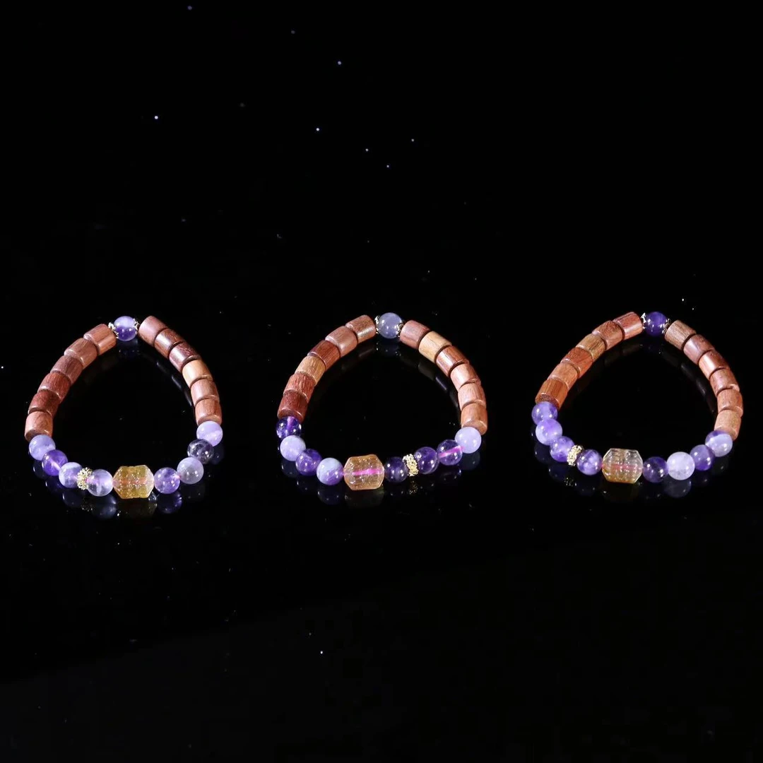 面面来财珠宝C3438-多宝黄水晶紫手串-多样性只发一件