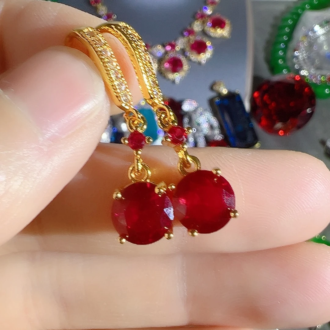 花岗石钨合金红色蓝色吊坠