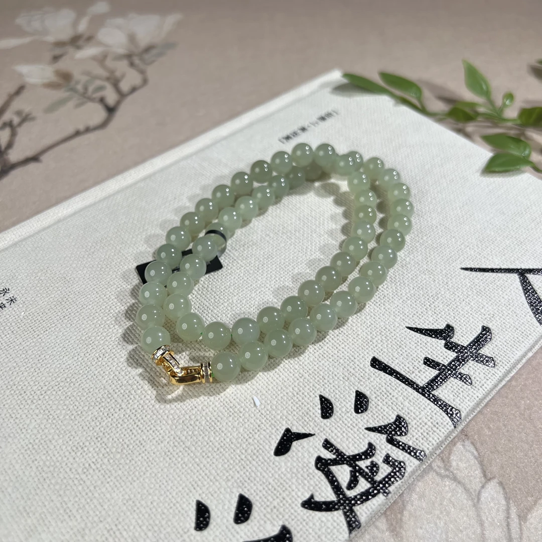 【泽云珠宝】S925和田玉晴水项链多样性发一8mm/44cm