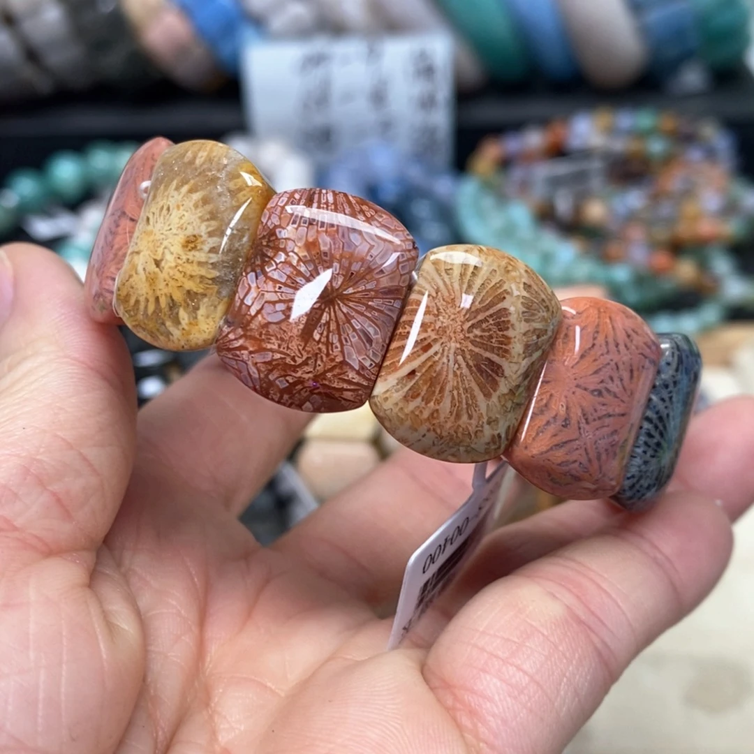 硅化珊瑚（珊瑚玉）手链未镶嵌花265