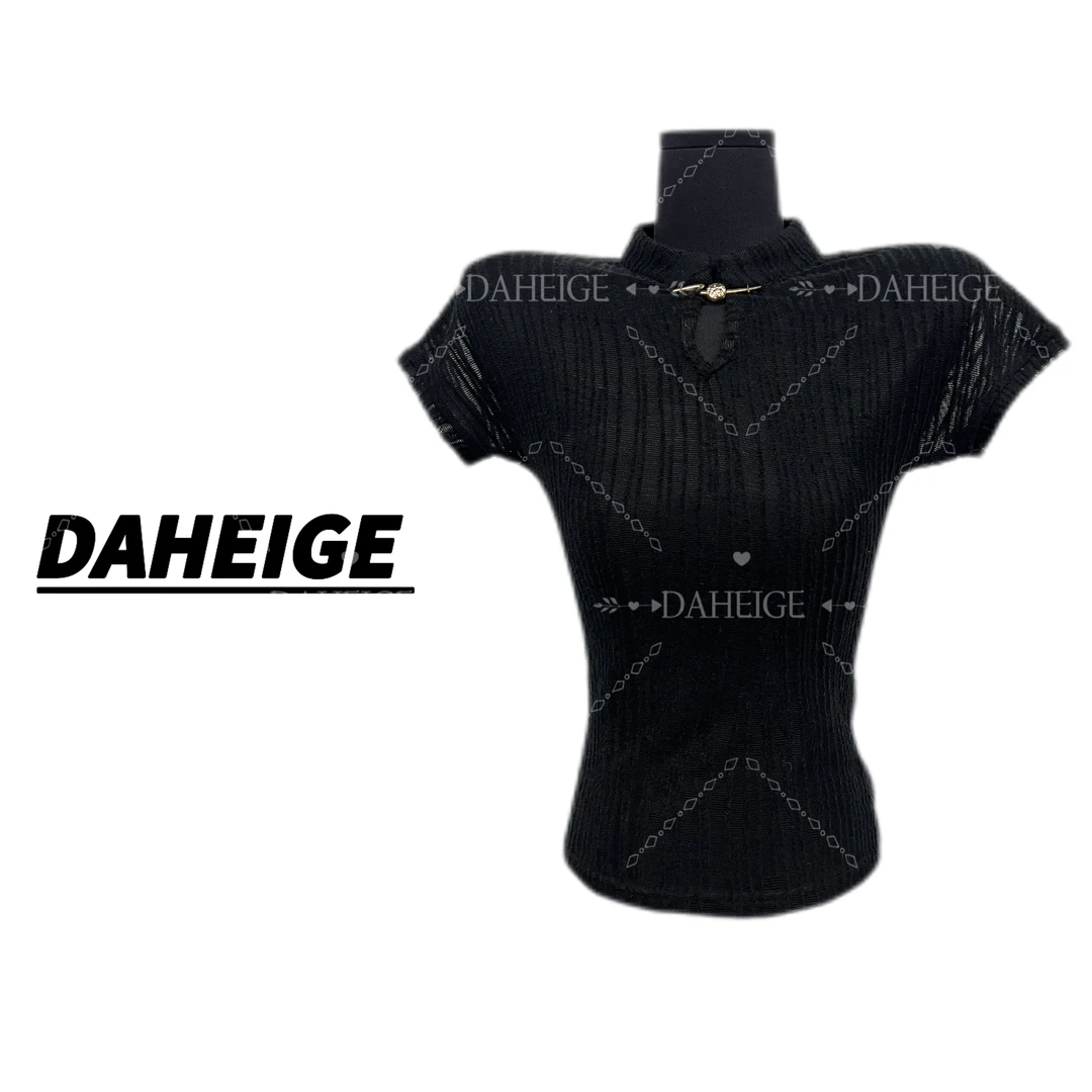 932#夏季新款新中式盘扣洋气减龄法式复古气质修身显瘦上衣女