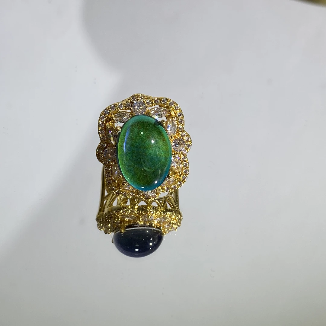 铜合金合成锆石戒指 TTSD 感温时尚百搭戒指 3114