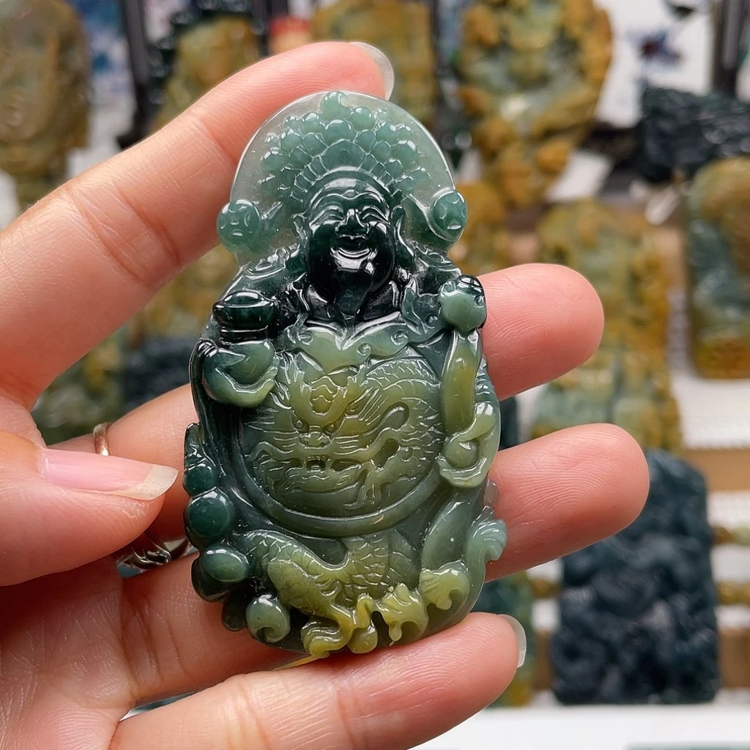 翡翠未镶嵌颈饰天然翡翠a货货财神