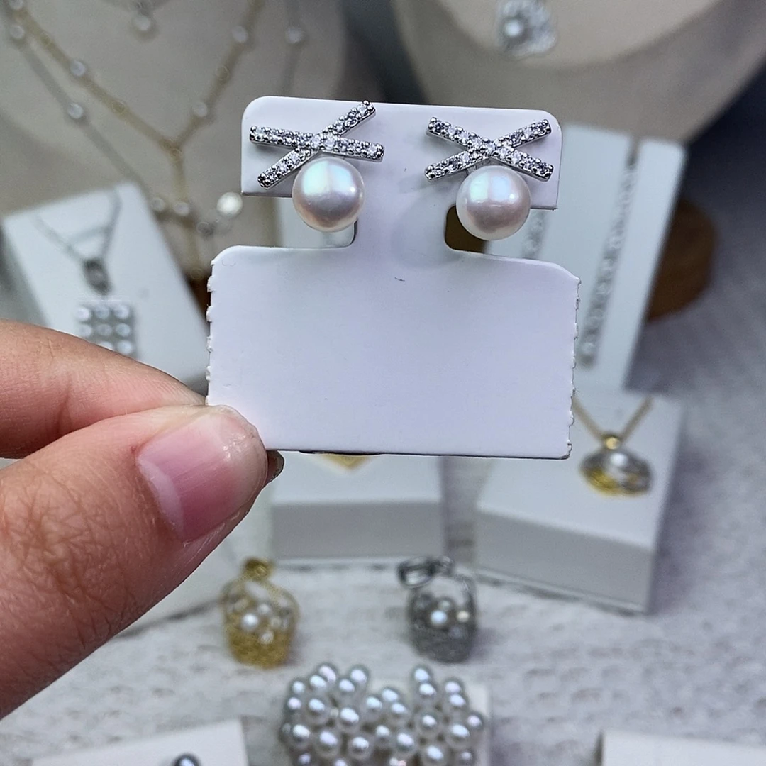 淡水珍珠耳饰银S925镶嵌