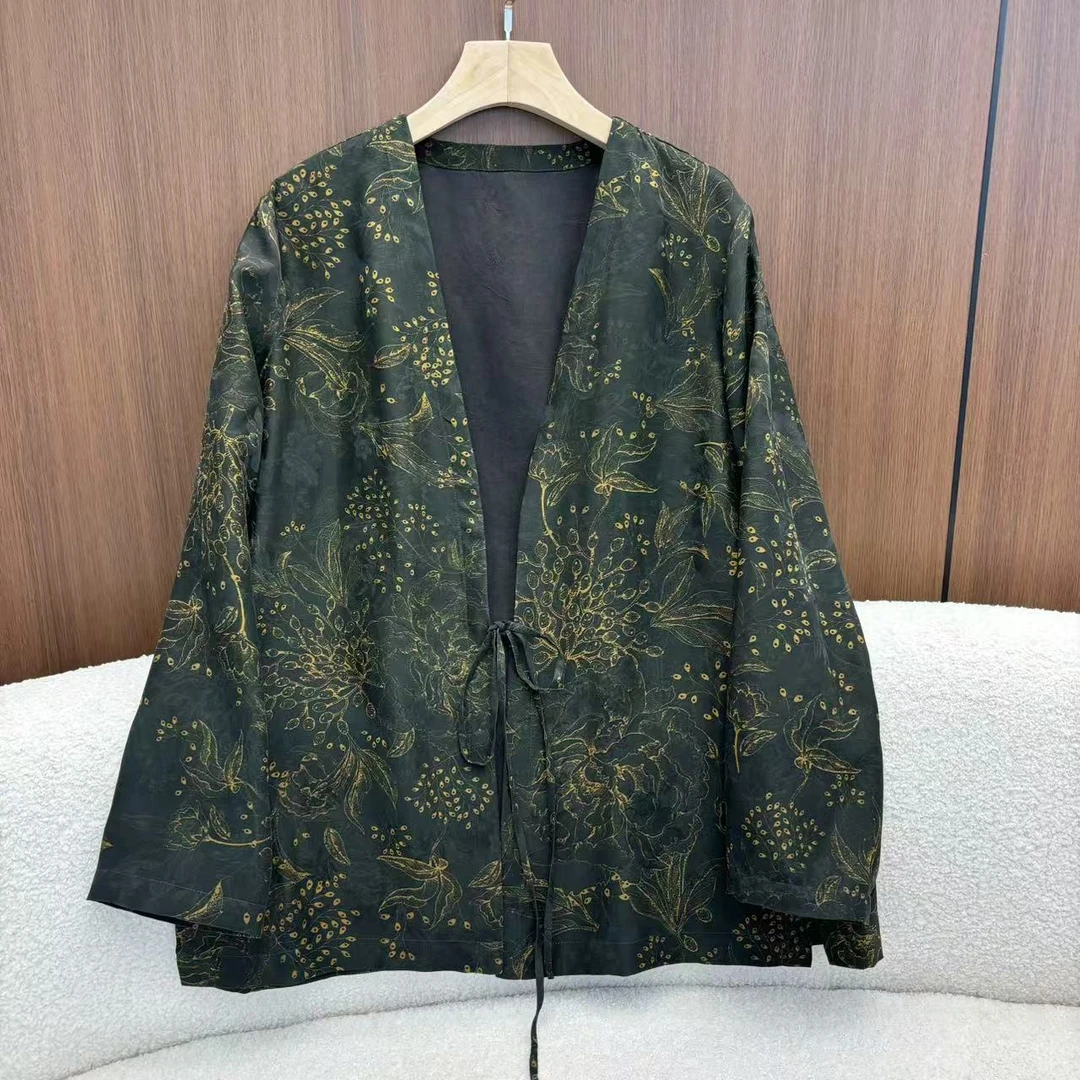 山尔【慧泽】新中式重磅桑蚕丝香云纱花萝上衣