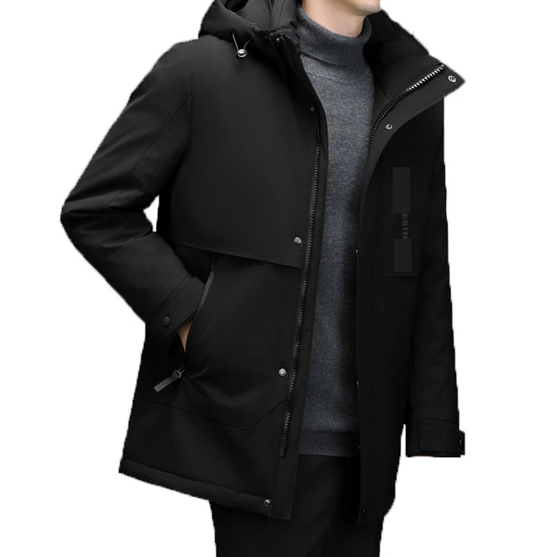 中老年男装秋冬加绒保暖大码双面加厚休闲戴帽运动休闲保暖外套