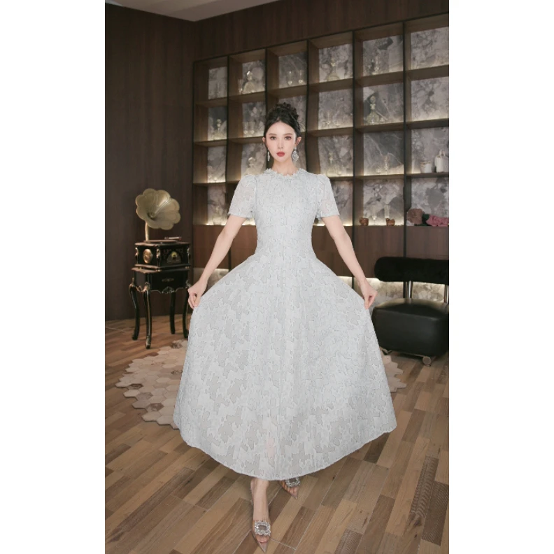 六爻定制 法式气质名媛显瘦优雅时尚连衣裙 21771