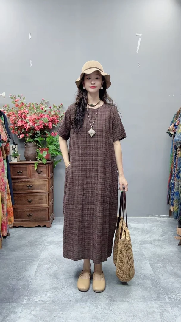 5147新款夏季韩版显瘦气质时尚印花洋气复古收腰碎花连衣裙妈妈装