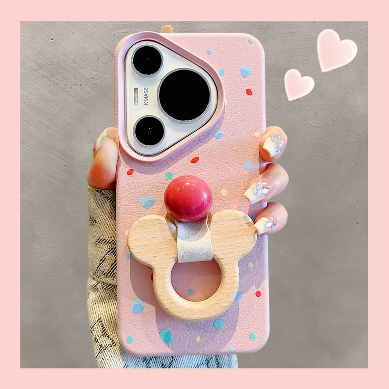 适用华为pura70pro+手机壳波点立体指环扣米奇mate70/60pro苹果16